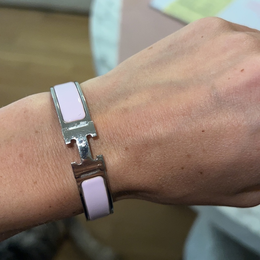 Hermes Clic H Bracelet - Pink and Silver